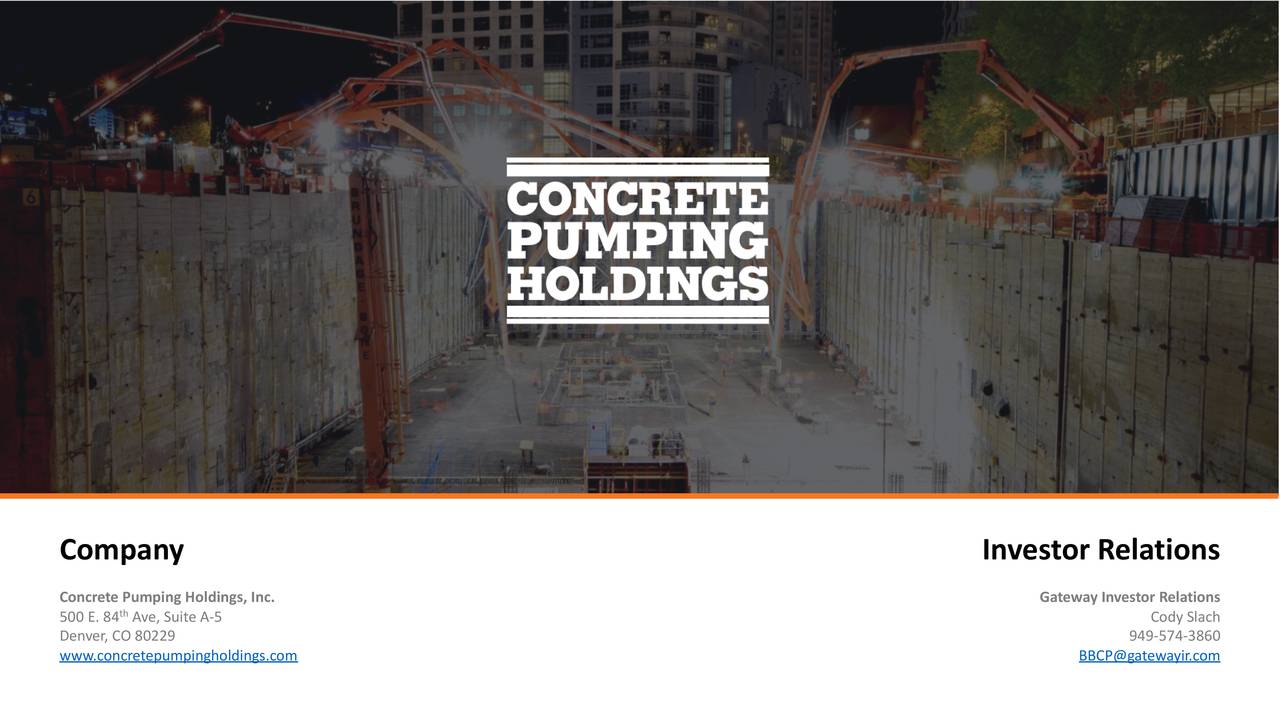 Concrete Pumping Holdings, Inc. 2019 Q4 Results Earnings Call