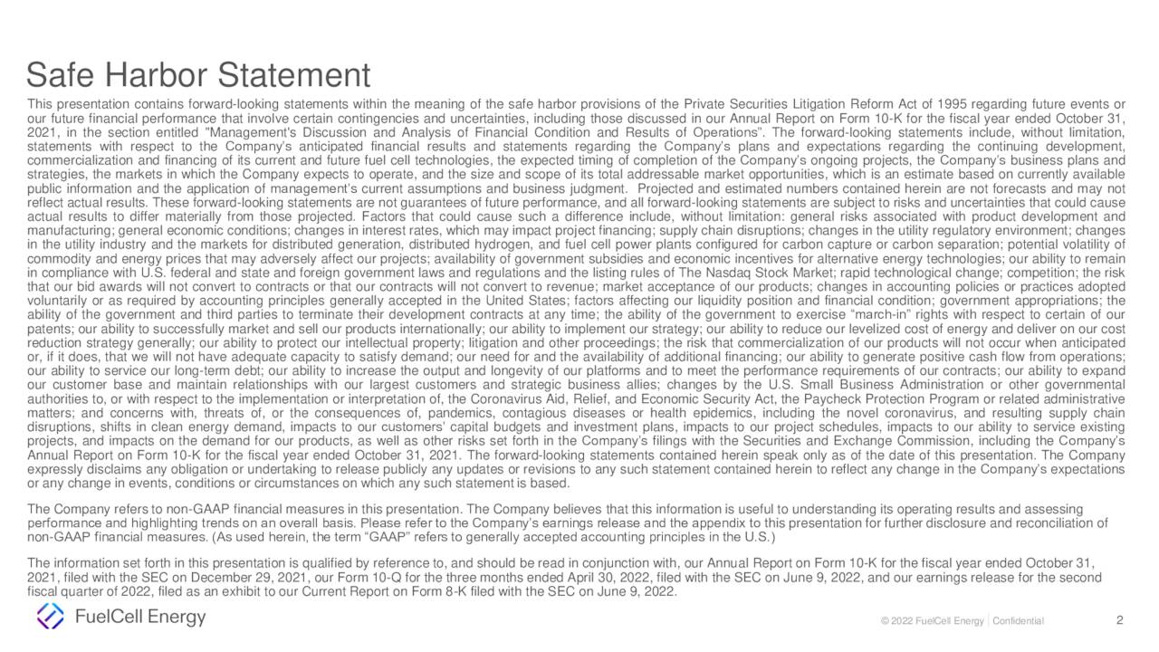 FuelCell Energy, Inc. 2022 Q2 Results Earnings Call Presentation (NASDAQFCEL) Seeking Alpha