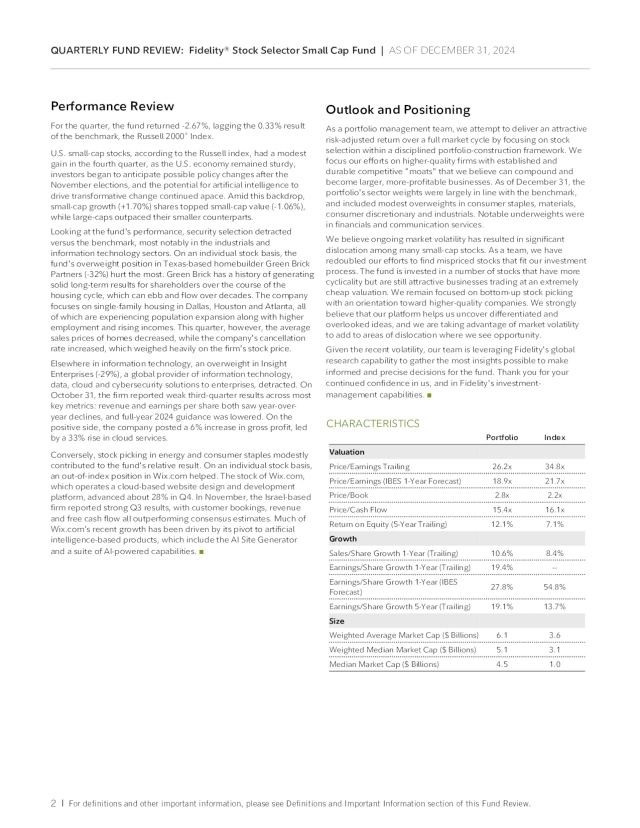 Fidelity Stock Selector Small Cap Fund Q4 2024 Review (Mutual Fund ...