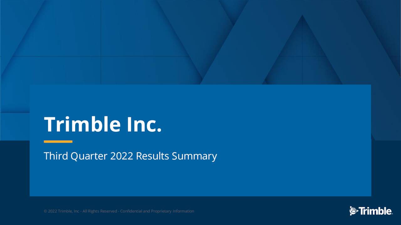 Trimble Inc. 2022 Q3 Results Earnings Call Presentation (NASDAQ