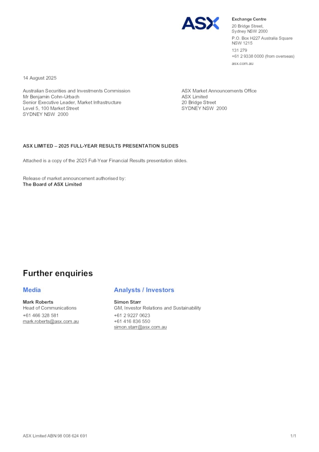 ASX Limited 2025 Q4 - Results - Earnings Call Presentation (OTCMKTS ...