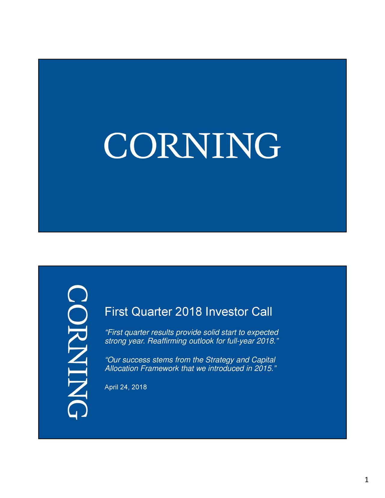 Corning Inc. 2018 Q1 - Results - Earnings Call Slides (NYSE:GLW ...