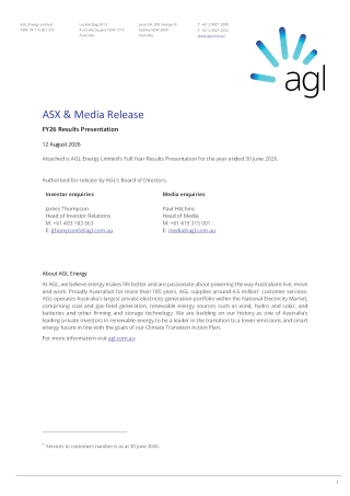 Alpha Call AGL Energy Limited 2026 Q4 - Results - Earnings Call Presentation ...
