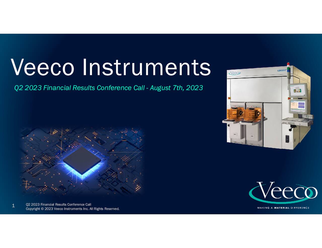 Veeco Instruments Inc. 2023 Q2 Results Earnings Call Presentation