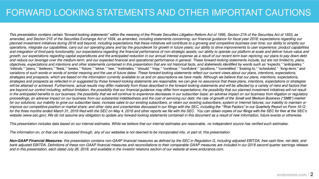 Endurance International Group Holdings, Inc. 2018 Q2 Results