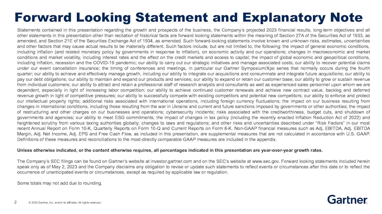 Gartner, Inc. 2023 Q1 Results Earnings Call Presentation (NYSEIT