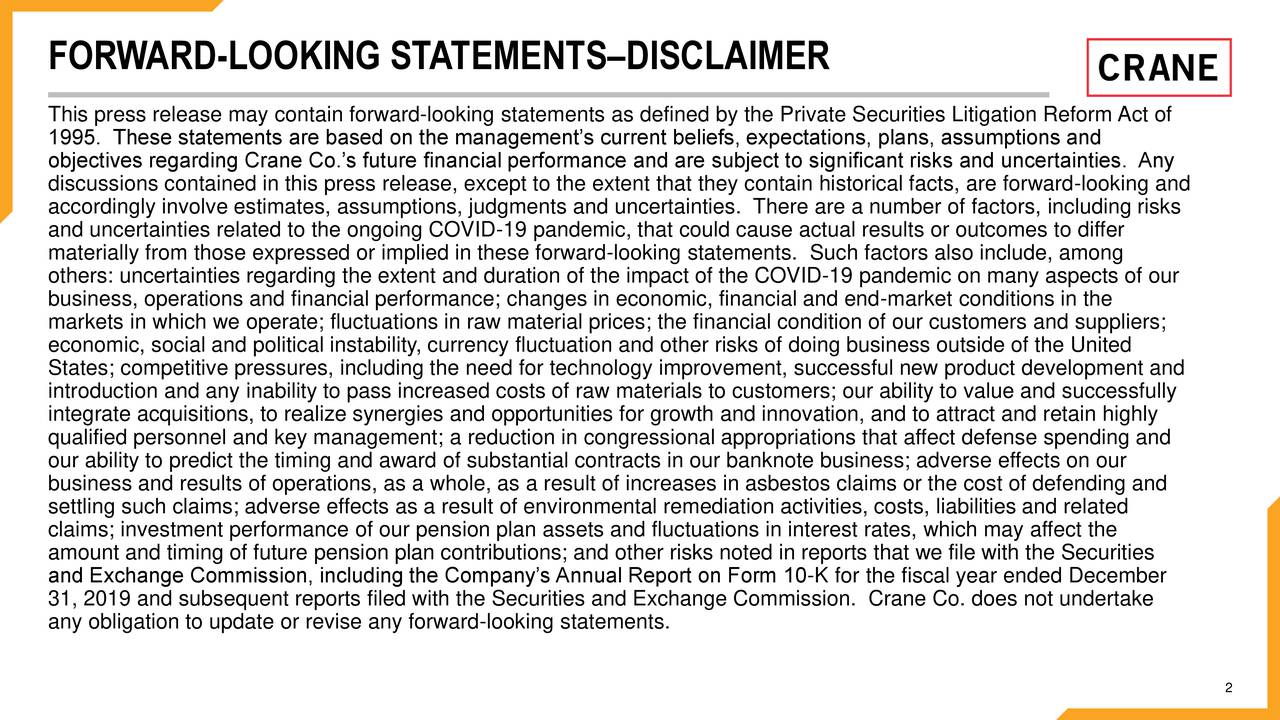 FORWARD-LOOKING STATEMENTS–DISCLAIMER
