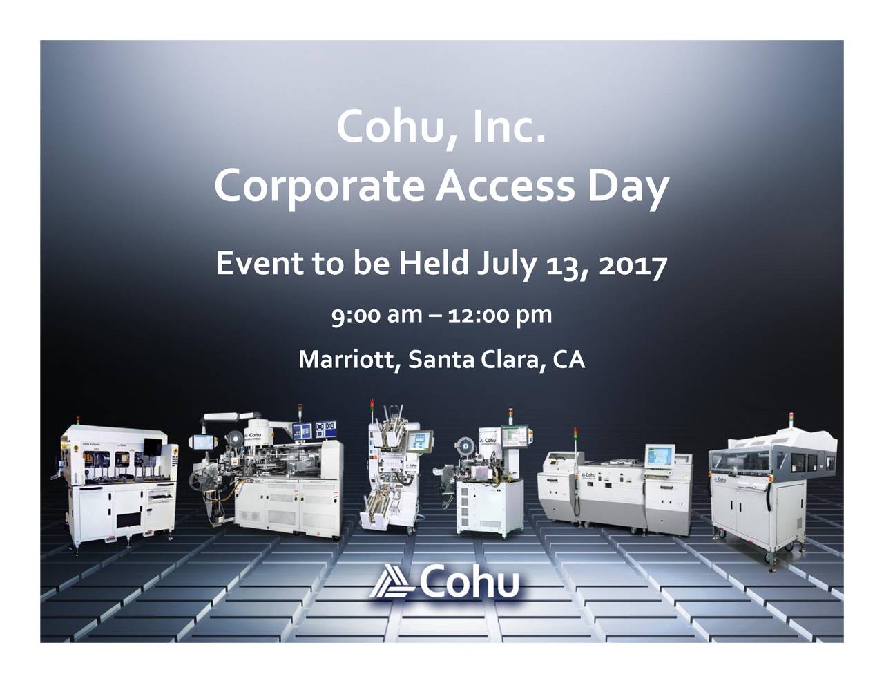 Cohu (COHU) Investor Presentation - Slideshow (NASDAQ:COHU) | Seeking Alpha