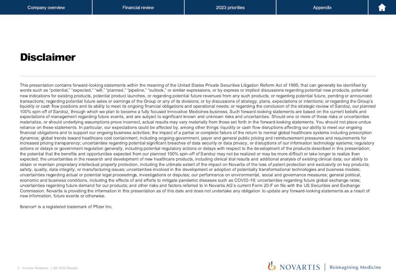 Novartis AG 2022 Q4 Results Earnings Call Presentation (NYSENVS