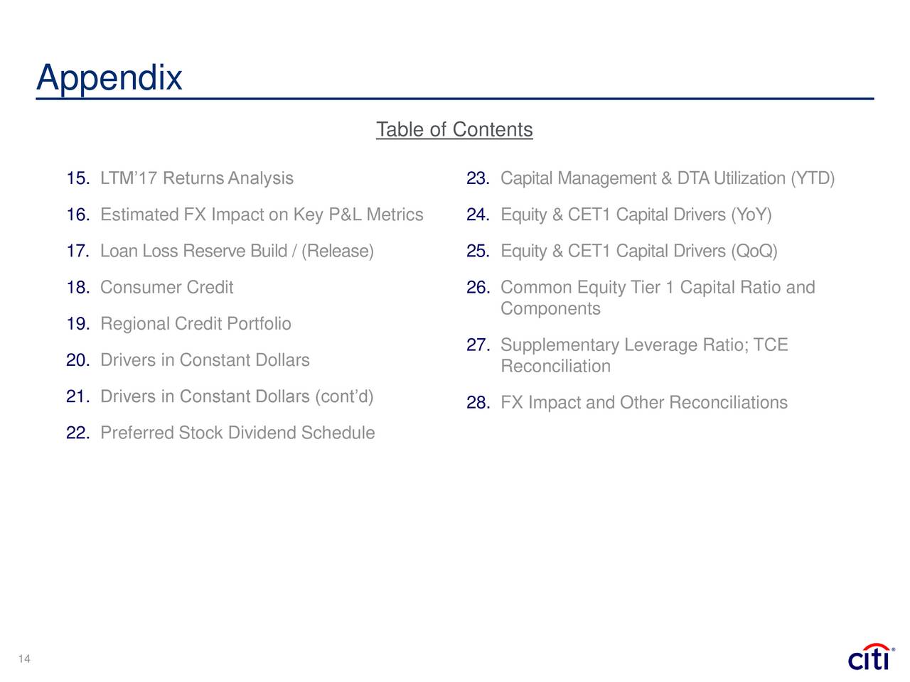 constant table loan Q2 Call Inc.   Slides Citigroup Earnings Results 2017