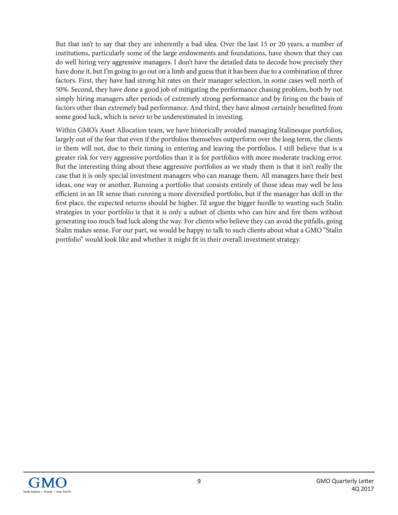 GMO Quarterly Letter - Q4 2017 | Seeking Alpha GMO Quarterly Letter - Q4 2017 | Seeking Alpha