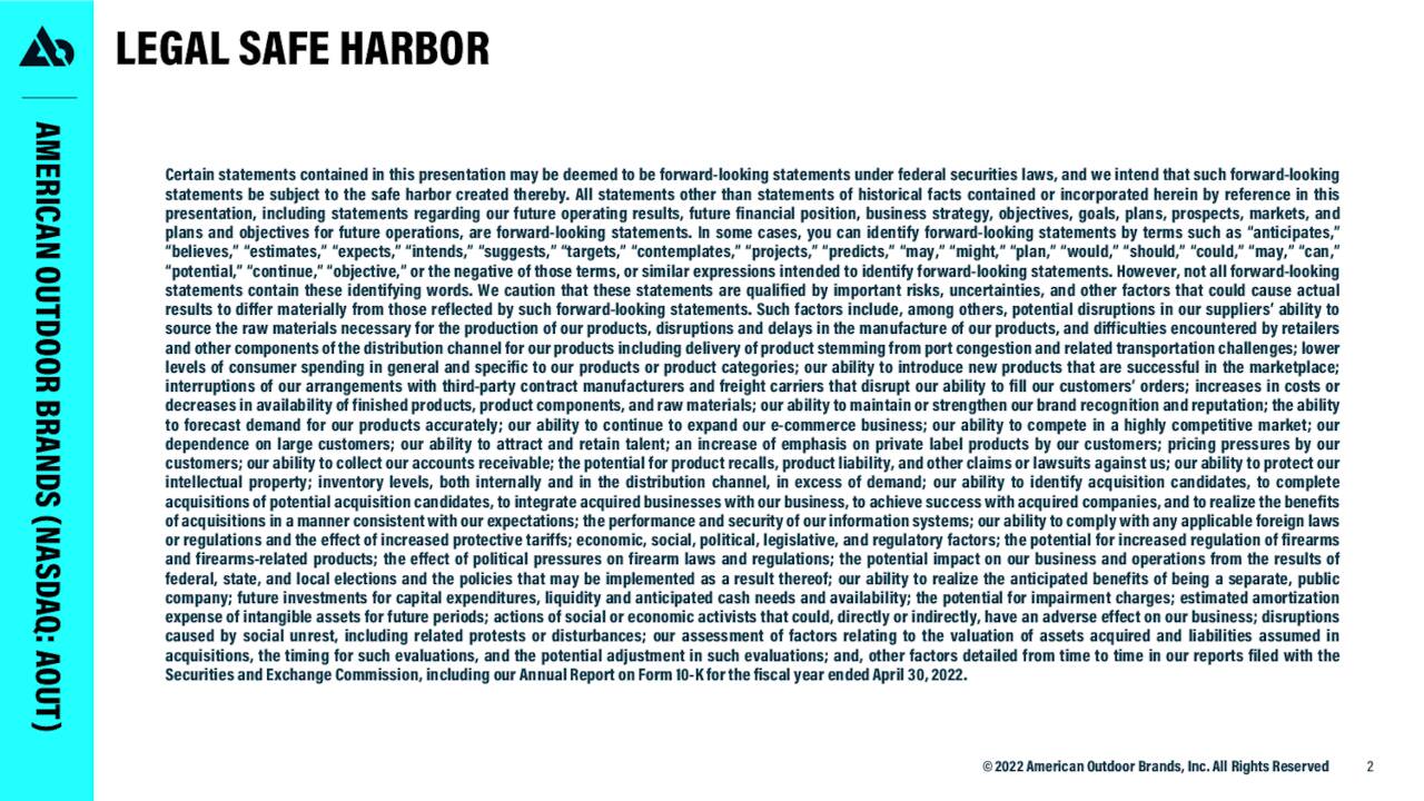American Outdoor Brands (AOUT) Investor Presentation Slideshow