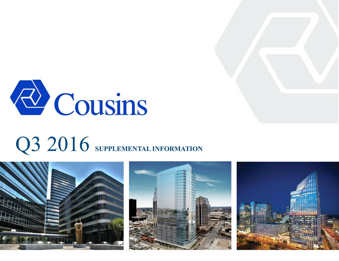 Cousins Properties Inc. 2016 Q3 Results Earnings Call Slides (NYSE