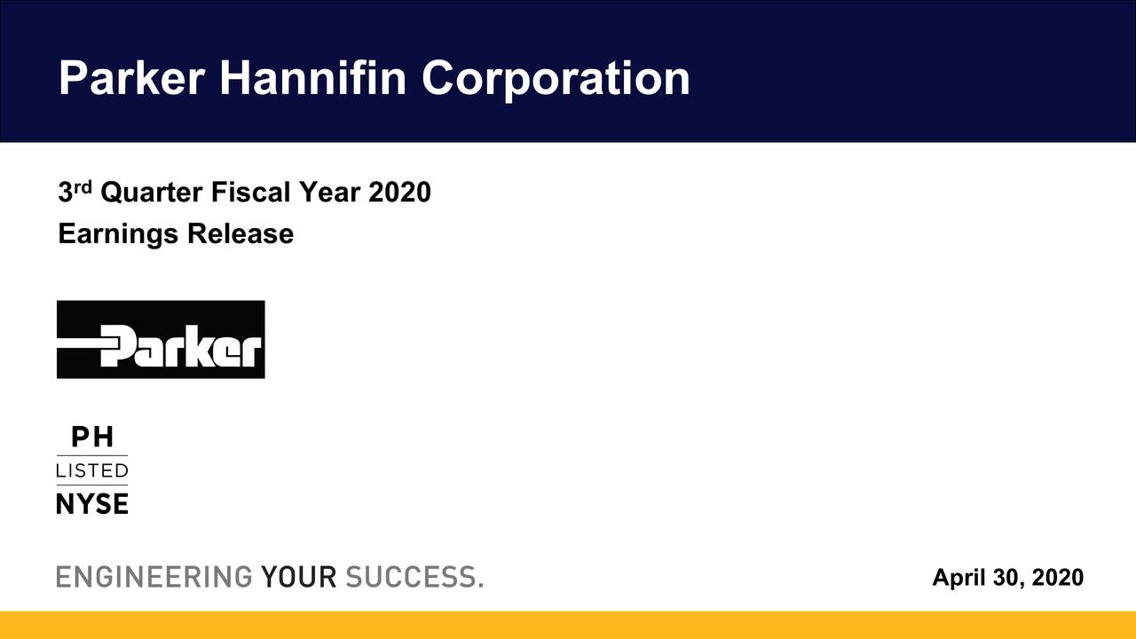 ParkerHannifin Corporation 2020 Q3 Results Earnings Call