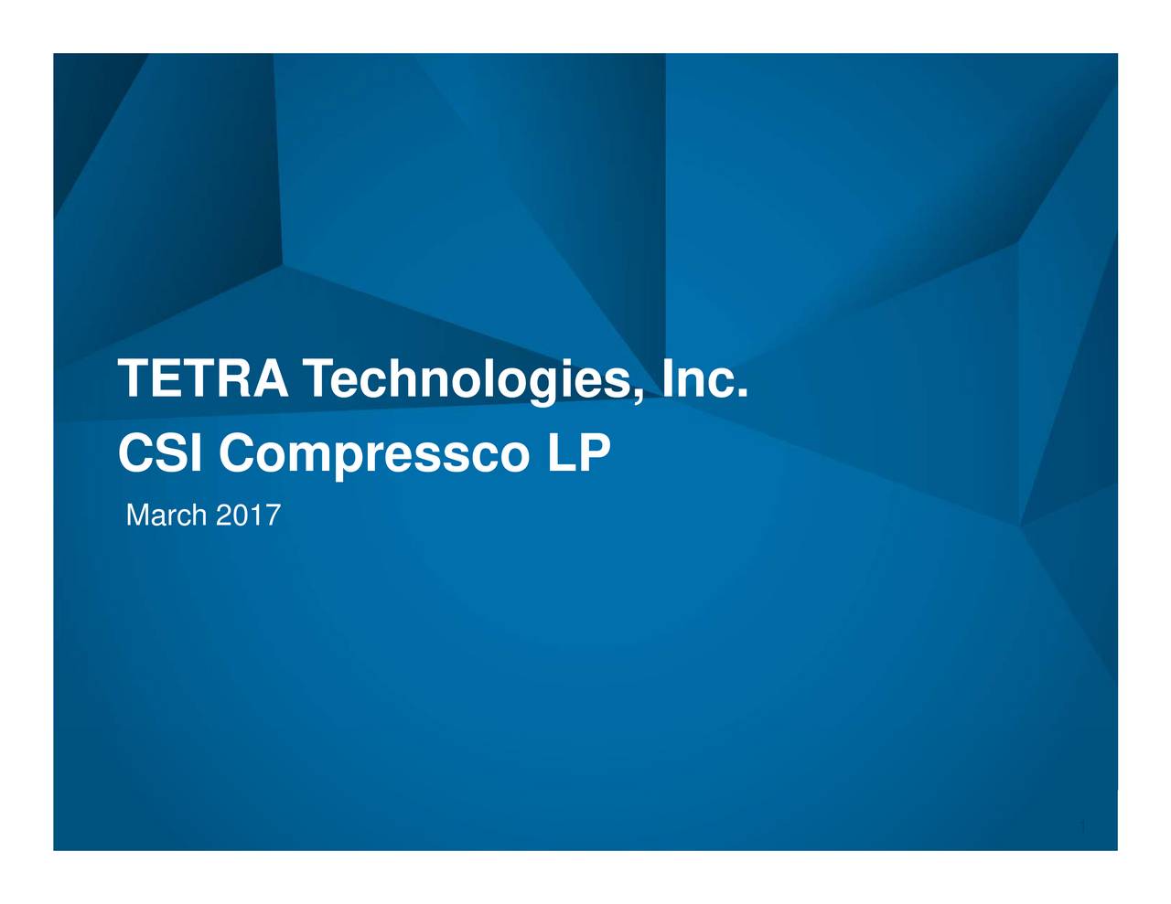 Tetra Technologies (TTI) Presents At 17th Annual Simmons & Company