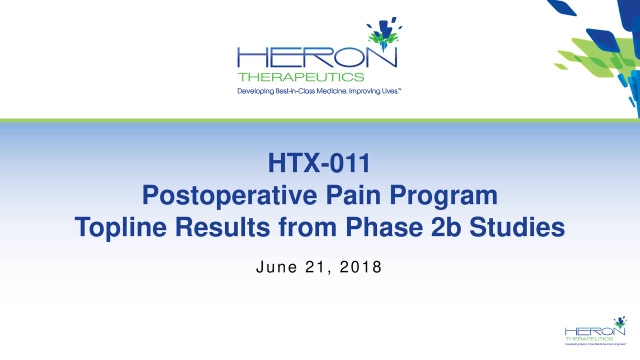 Heron Therapeutics (HRTX) Updates On HTX-011 Postoperative Pain Program ...