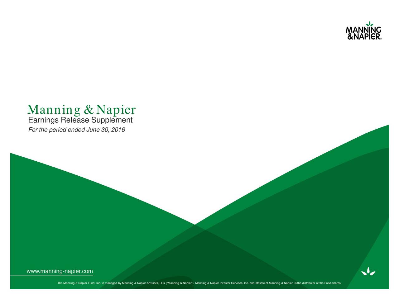 Manning & Napier 2016 Q2 Results Earnings Call Slides (NYSEMN
