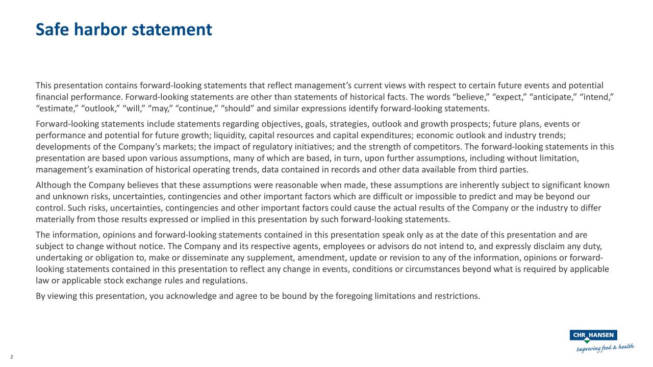 Chr. Hansen Holding A/S 2021 Q3 Results Earnings Call Presentation