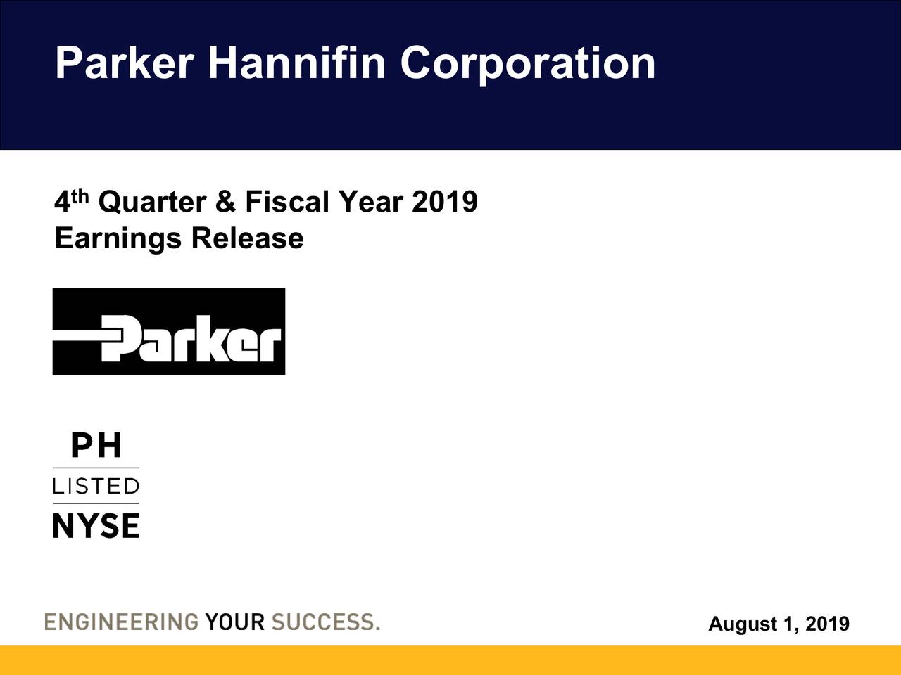 Parker-Hannifin Corporation 2019 Q4 - Results - Earnings Call Slides ...