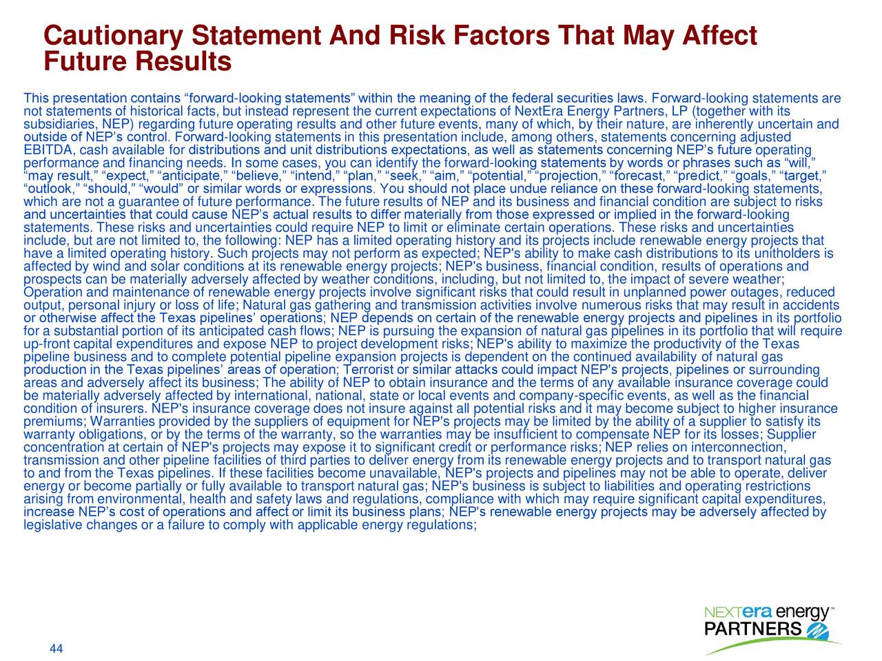 Cautionary Statement And Risk Factors That May Affect