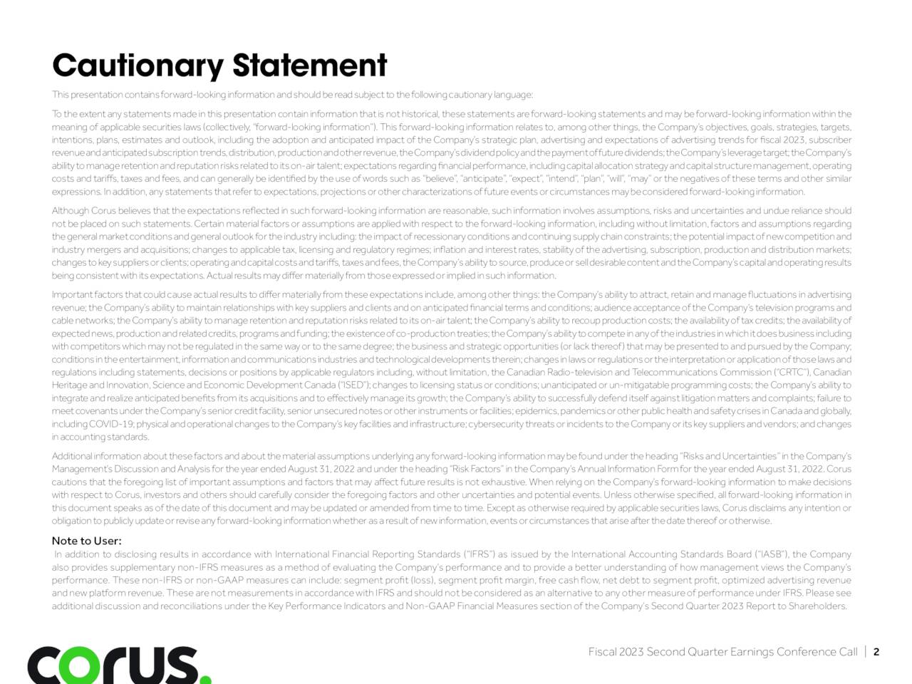 Cautionary Statement