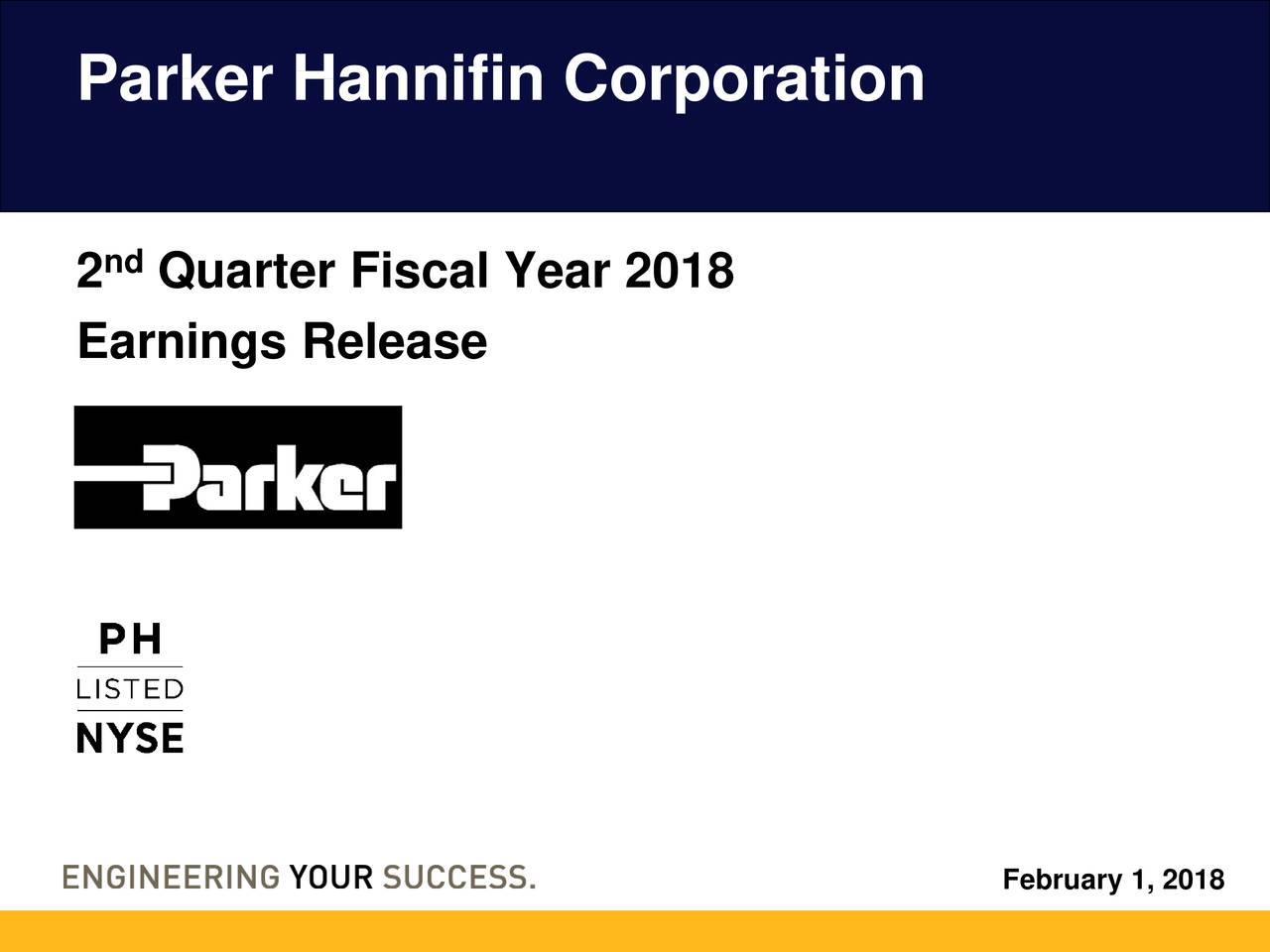 Parker-Hannifin Corporation 2018 Q2 - Results - Earnings Call Slides ...