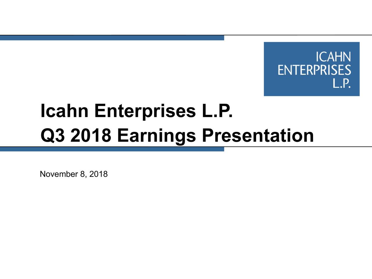 Icahn Enterprises Lp 2018 Q3 Results Earnings Call Slides Nasdaqiep Seeking Alpha 8642