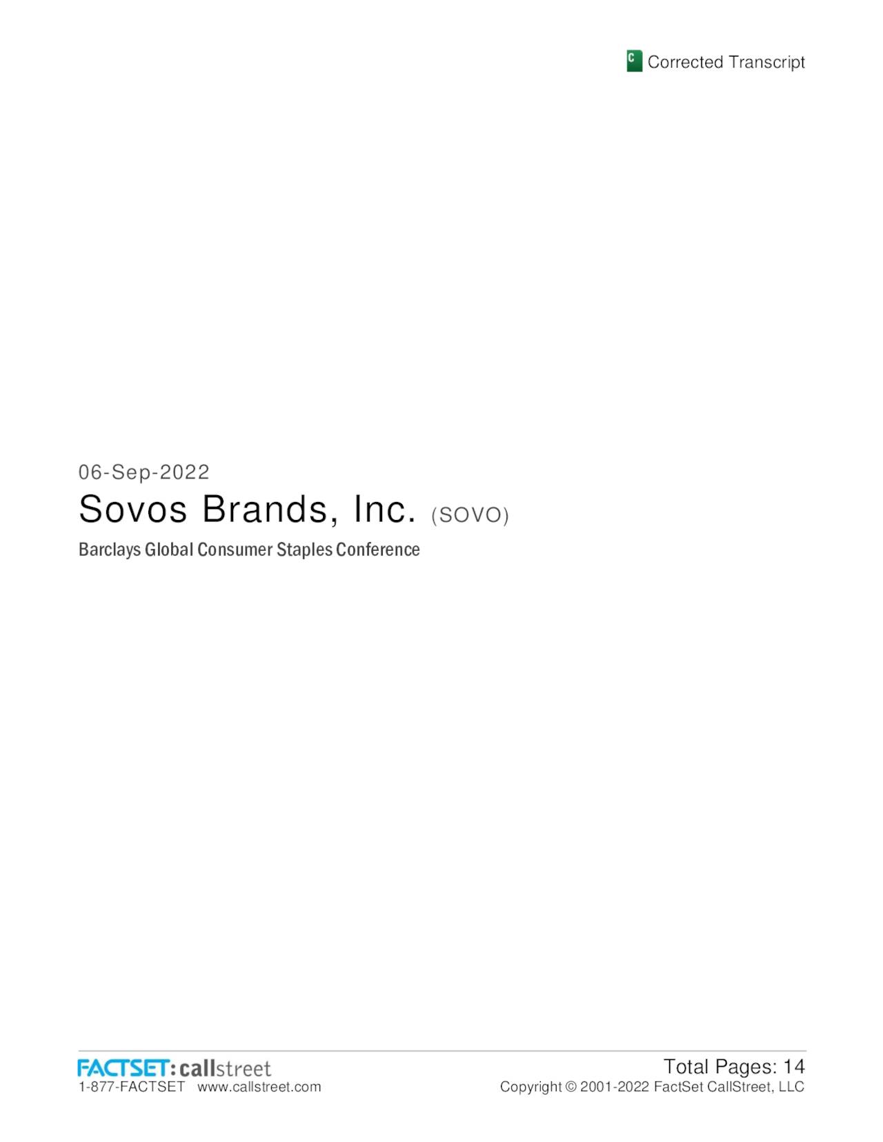 Sovos Brands (SOVO) Investor Presentation - slideshow (NASDAQ:SOVO ...
