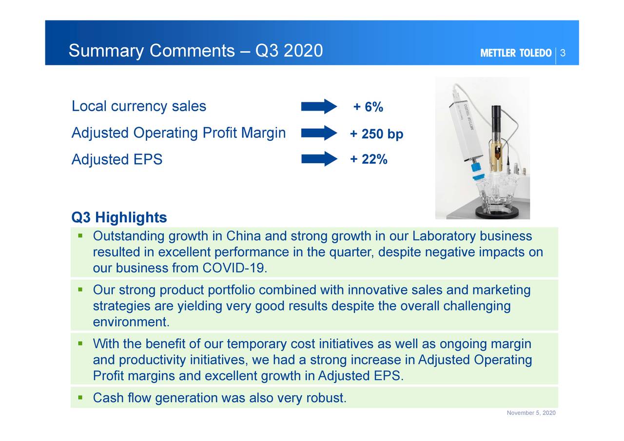 MettlerToledo International Inc. 2020 Q3 Results Earnings Call