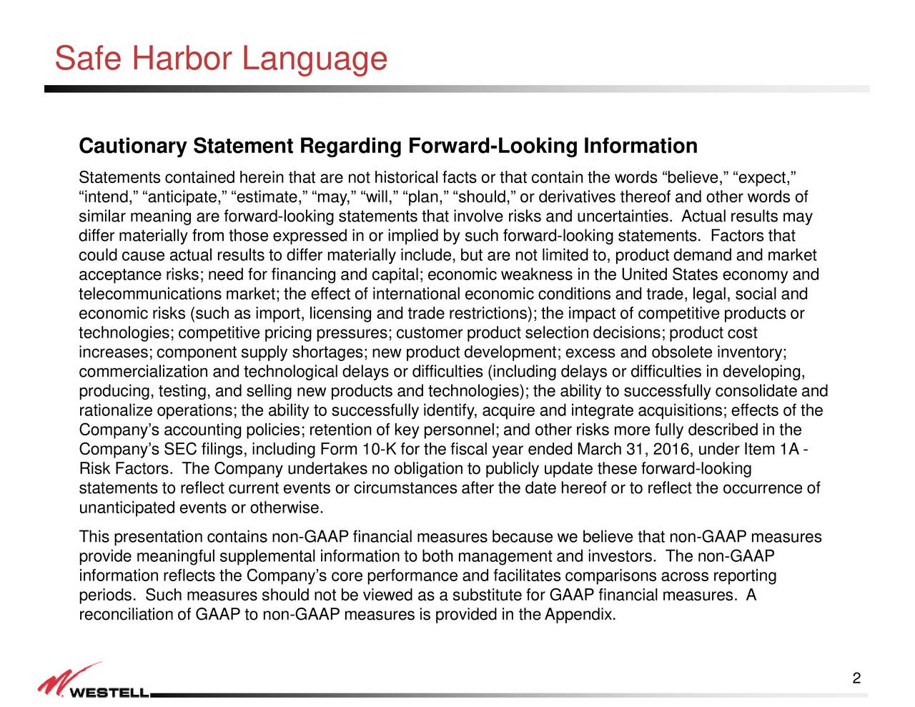 Westell Technologies (WSTL) Presents At Virtual Investor Conference