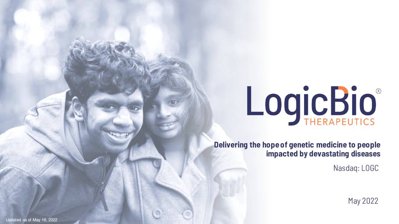 LogicBio Therapeutics (LOGC) Investor Presentation Slideshow (NASDAQ