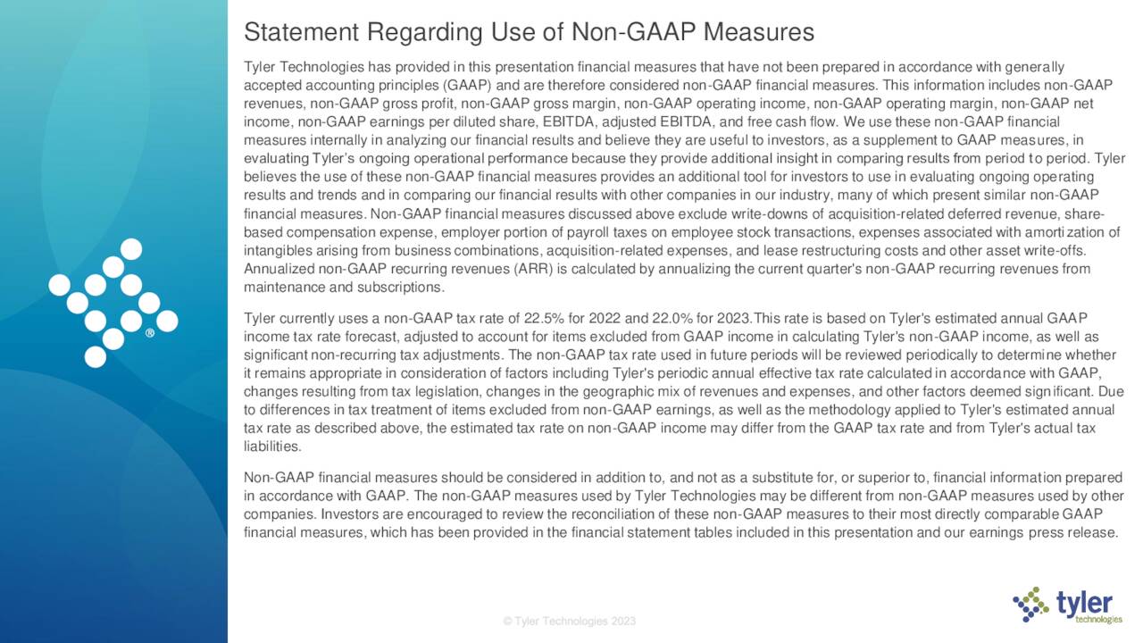 Statement Regarding Use of Non-GAAP Measures