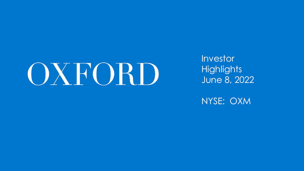 Oxford Industries (OXM) Investor Presentation Slideshow (NYSEOXM