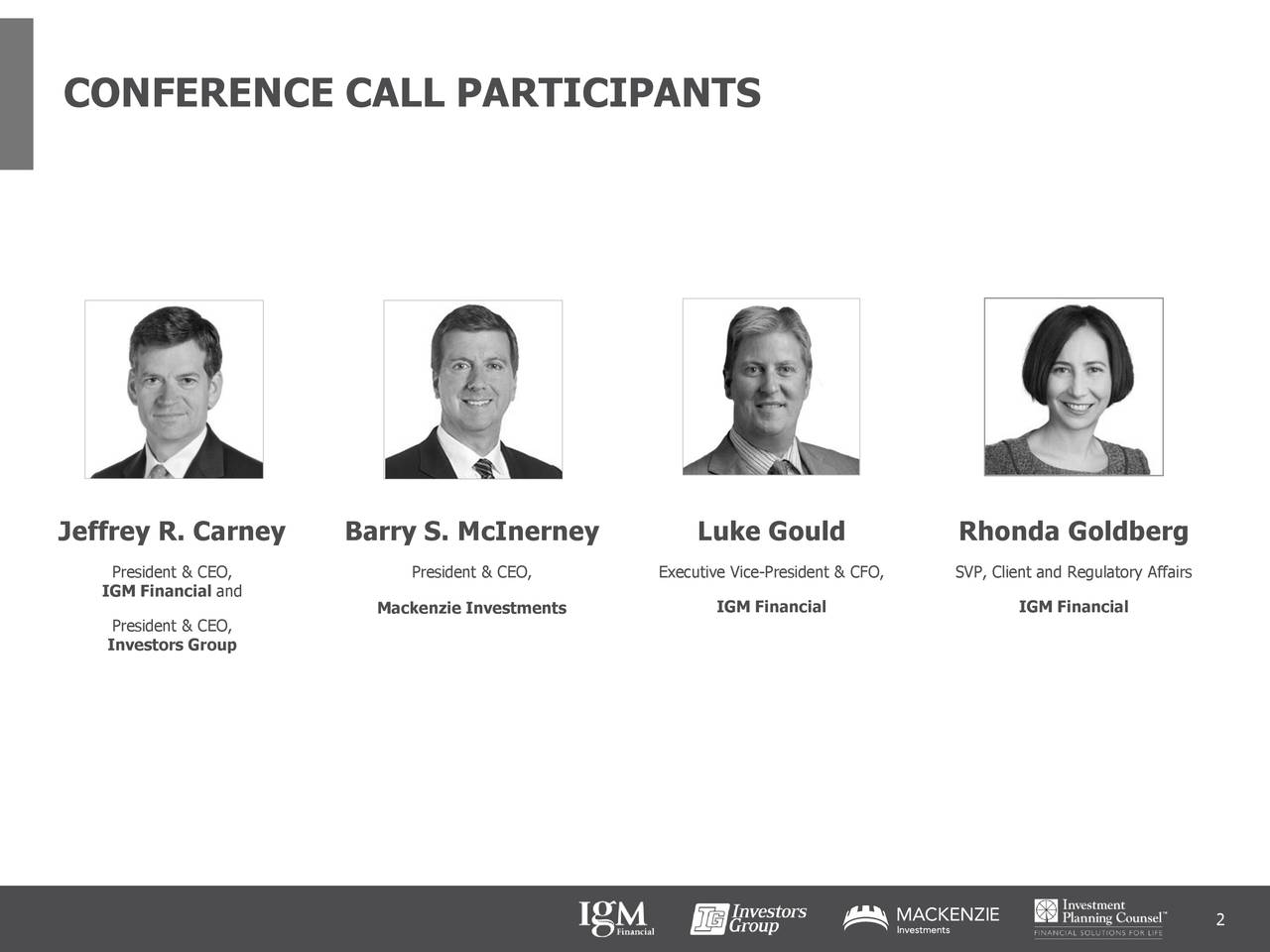 CONFERENCE CALL PARTICIPANTS