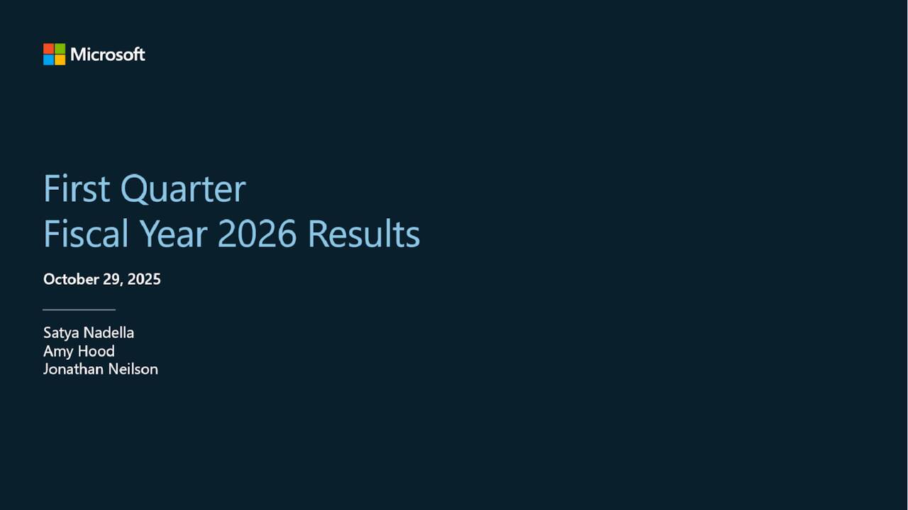 Microsoft Corporation 2026 Q1 Results Earnings Call Presentation