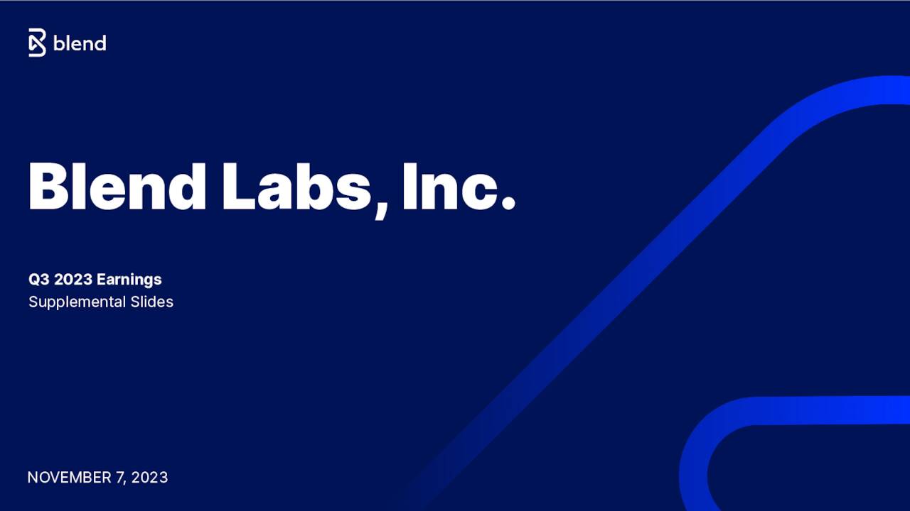 Blend Labs, Inc. 2023 Q3 Results Earnings Call Presentation (NYSE