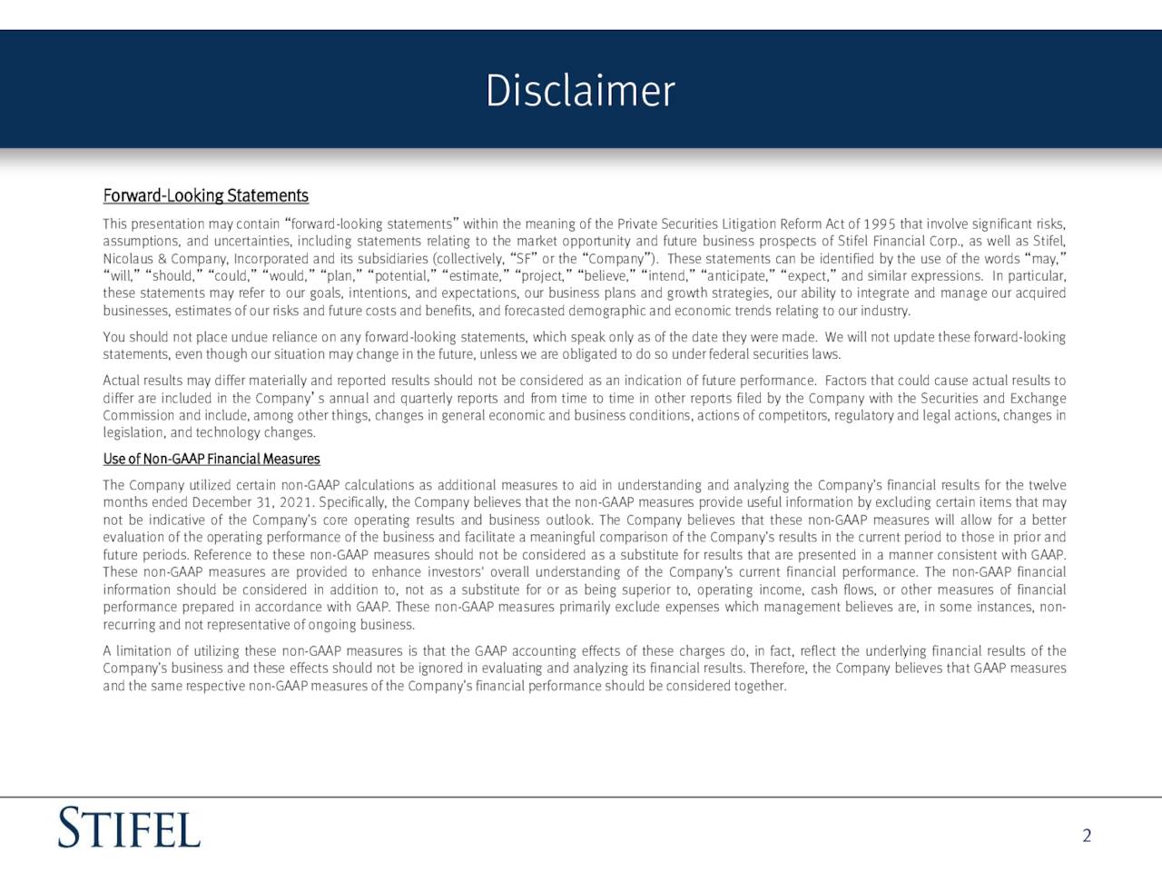 Stifel Financial Corp. (SF) Presents at the KBW Winter Financial Services Symposium Slideshow