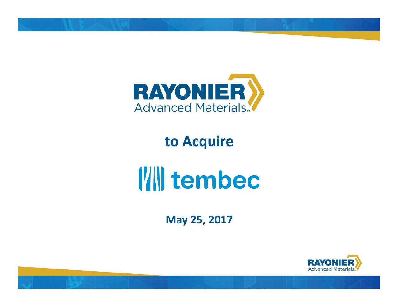 Rayonier advanced materials ryam to acquire tembec tmbcf nyse ryam