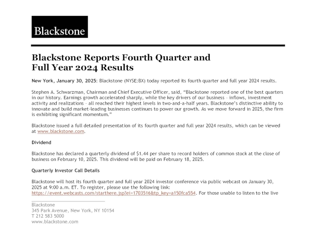 Blackstone Inc. 2024 Q4 - Results - Earnings Call Presentation (NYSE:BX ...