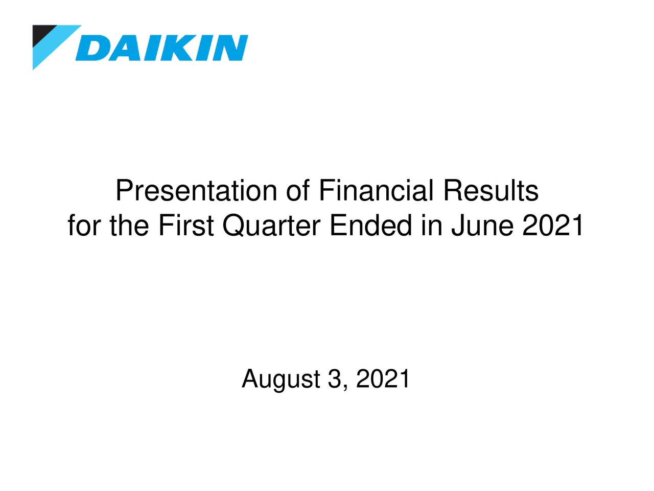 Presentation of Financial Results