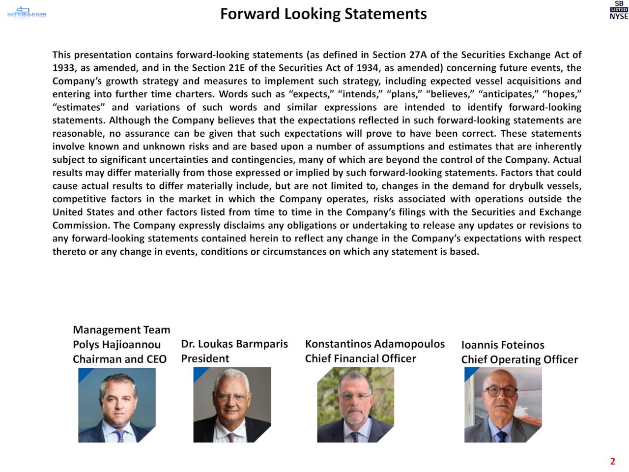 Safe Bulkers, Inc. 2023 Q1 Results Earnings Call Presentation (NYSE