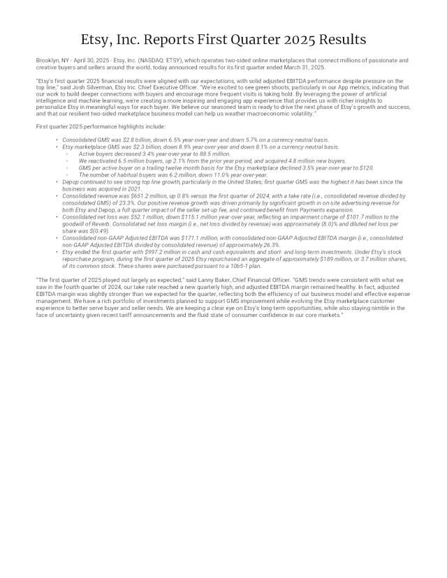 Etsy, Inc. 2025 Q1 - Results - Earnings Call Presentation (NASDAQ:ETSY ...