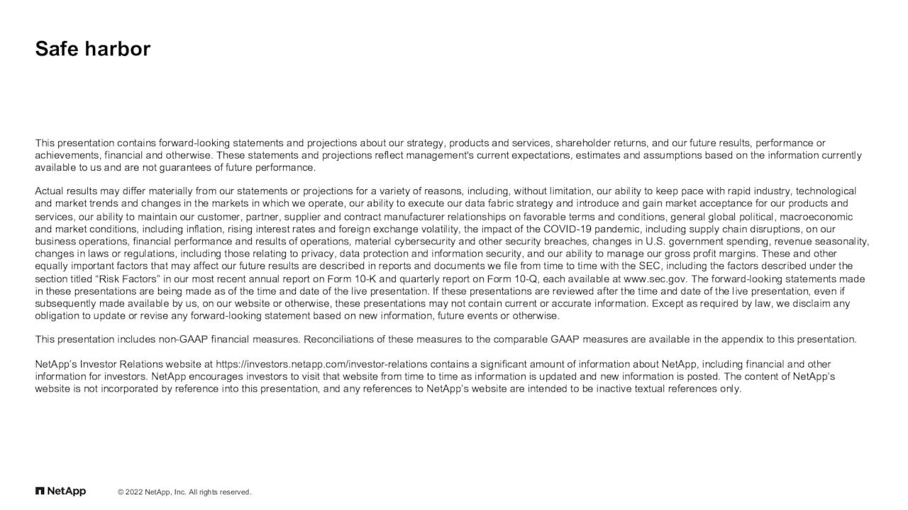 NetApp, Inc. 2023 Q2 Results Earnings Call Presentation (NASDAQ
