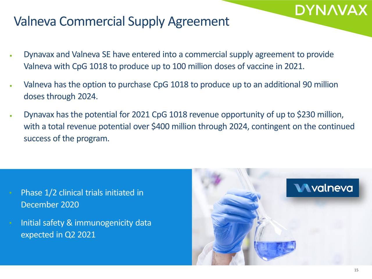 ValnevaCommercial Supply Agreement