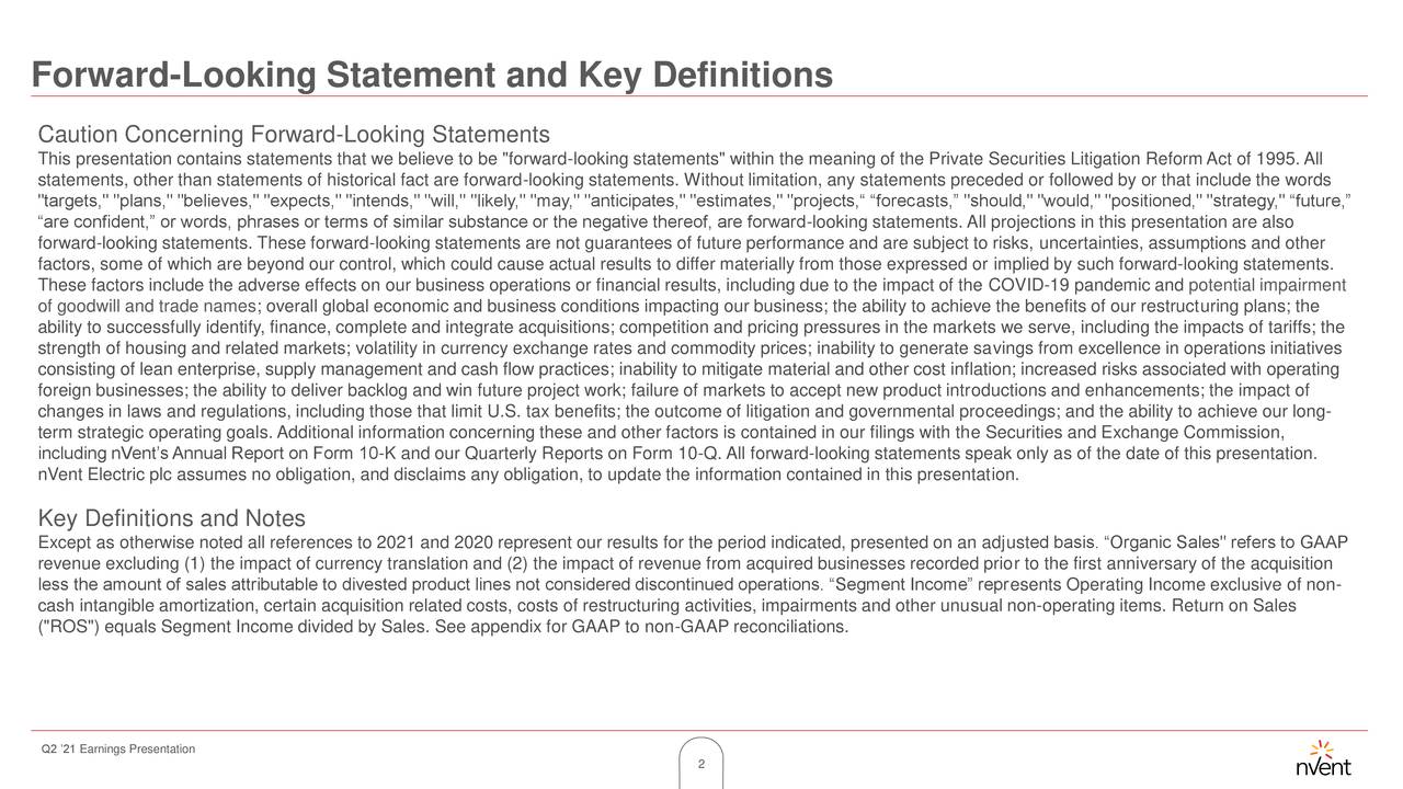Forward-Looking Statement and Key Definitions