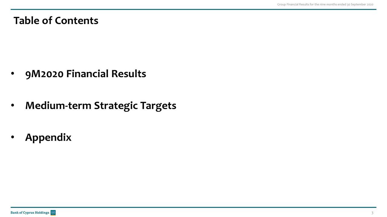 Group FinancialResults for the nine months ended 30September 2020