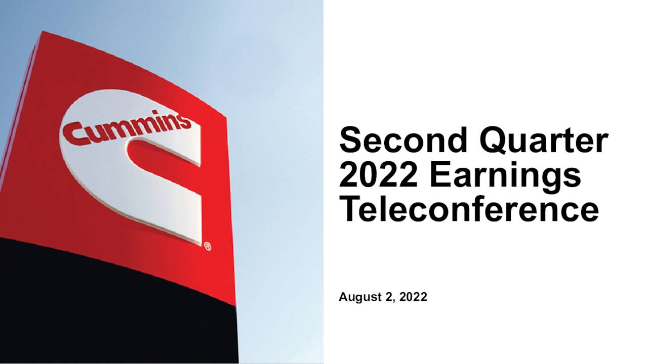 Cummins Inc. 2022 Q2 Results Earnings Call Presentation (NYSECMI