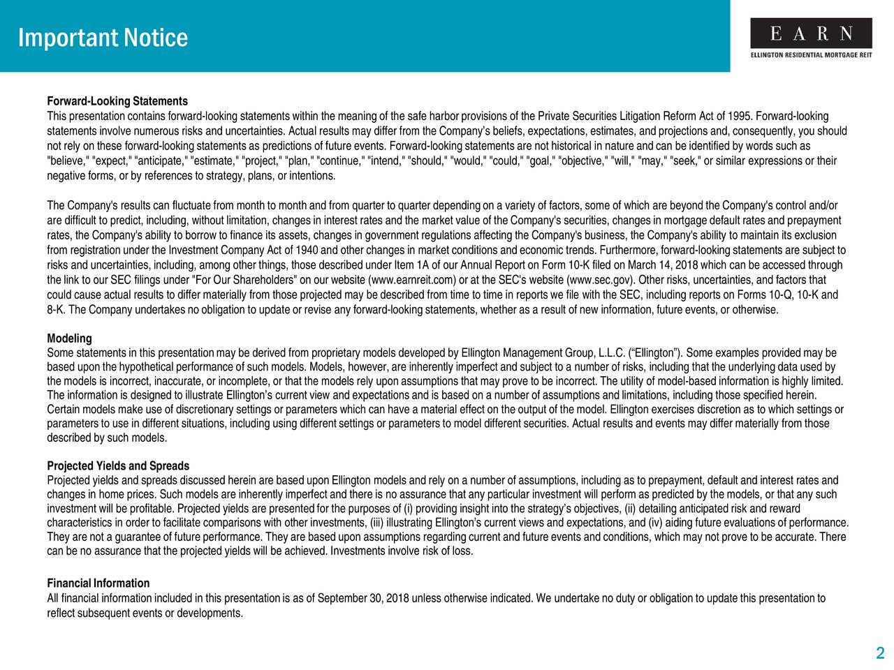Ellington Residential Mortgage REIT 2018 Q3 Results Earnings Call