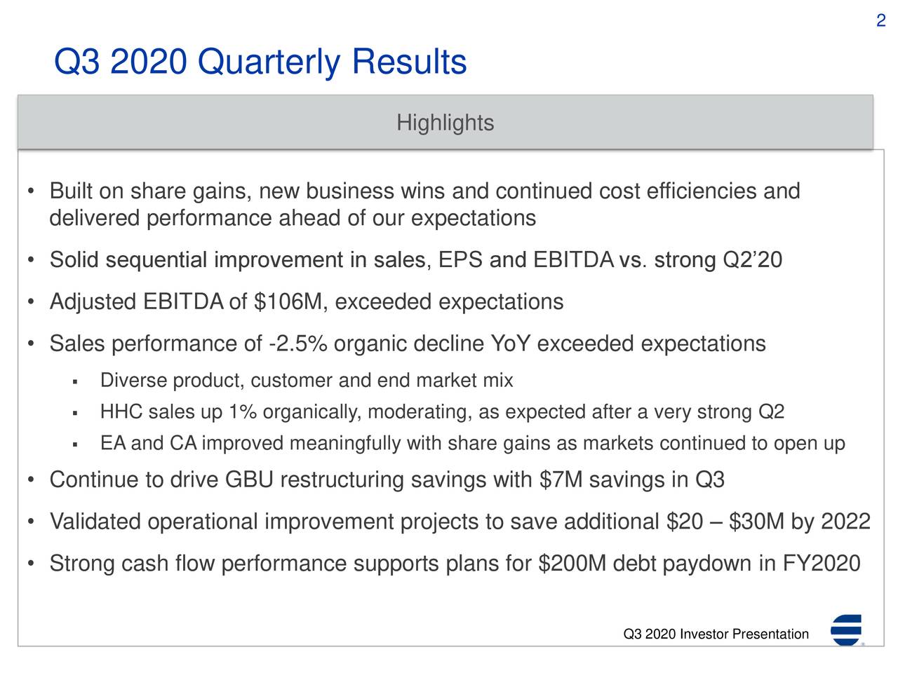 H.B. Fuller Company 2020 Q3 - Results - Earnings Call Presentation ...