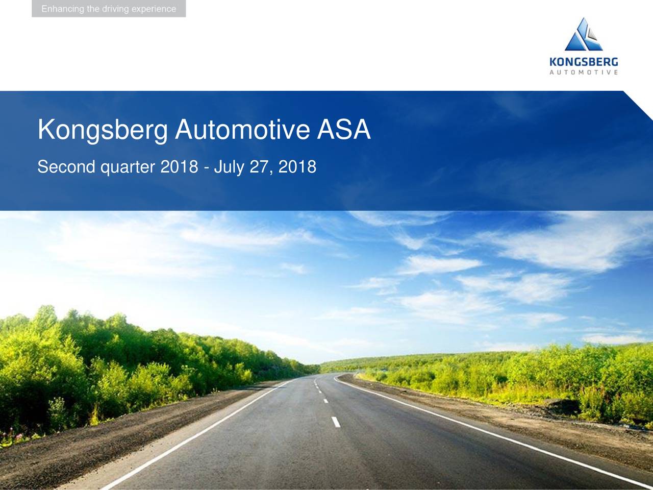 Kongsberg Automotive ASA 2018 Q2 Results Earnings Call Slides